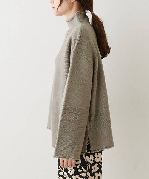 PUAL CE CIN(ピュアルセシン)の「【Du noir】パッチワーク風ハイネックニットプルオーバー(ニット/セーター・レディース・グレー/アイボリー/ブラック・FREE)」の9枚目の写真