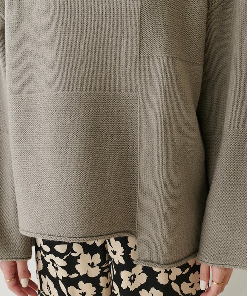 PUAL CE CIN(ピュアルセシン)の「【Du noir】パッチワーク風ハイネックニットプルオーバー(ニット/セーター・レディース・グレー/アイボリー/ブラック・FREE)」の12枚目の写真