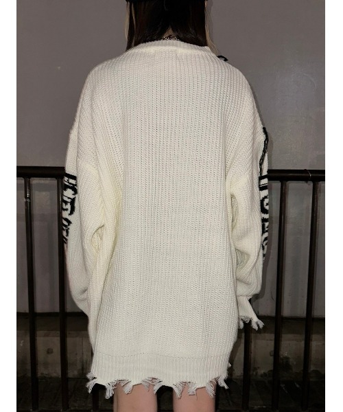 NOVESSEL(ノベセル)の「A'GEM/9 × .kom『NOVESSEL/ノベセル』ステッチデザインプルオーバーニット(ニット/セーター・レディース・ブラック/ホワイト・FREE)」の4枚目の写真