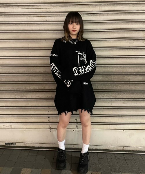 NOVESSEL(ノベセル)の「A'GEM/9 × .kom『NOVESSEL/ノベセル』ステッチデザインプルオーバーニット(ニット/セーター・レディース・ブラック/ホワイト・FREE)」の3枚目の写真