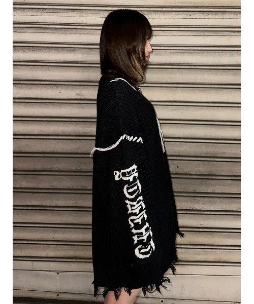 NOVESSEL(ノベセル)の「A'GEM/9 × .kom『NOVESSEL/ノベセル』ステッチデザインプルオーバーニット(ニット/セーター・レディース・ブラック/ホワイト・FREE)」の8枚目の写真