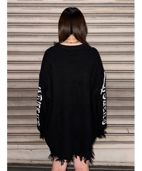 NOVESSEL(ノベセル)の「A'GEM/9 × .kom『NOVESSEL/ノベセル』ステッチデザインプルオーバーニット(ニット/セーター・レディース・ブラック/ホワイト・FREE)」の6枚目の写真