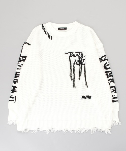 NOVESSEL(ノベセル)の「A'GEM/9 × .kom『NOVESSEL/ノベセル』ステッチデザインプルオーバーニット(ニット/セーター・レディース・ブラック/ホワイト・FREE)」の10枚目の写真