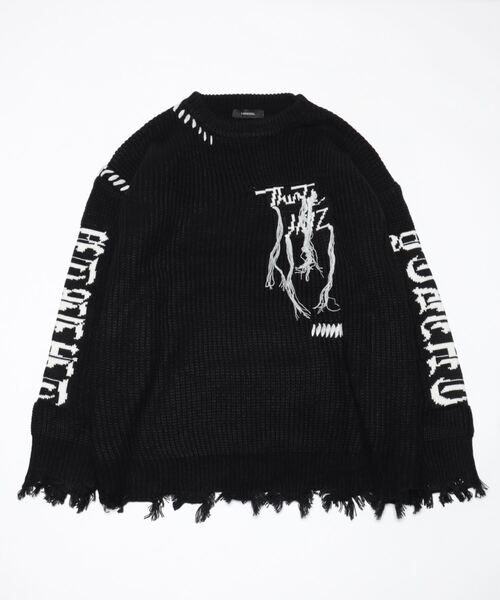 NOVESSEL(ノベセル)の「A'GEM/9 × .kom『NOVESSEL/ノベセル』ステッチデザインプルオーバーニット(ニット/セーター・レディース・ブラック/ホワイト・FREE)」の9枚目の写真