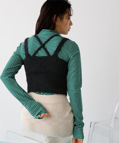 miette（ミエット）の「ﾀﾞﾌﾞﾙｽﾄﾗｯﾌﾟｼｬｷﾞｰﾆｯﾄﾋﾞｽﾁｪ（ニット/セーター・レディース・ブラック/オレンジ/グリーン/ブルー・FREE）」の21枚目の写真