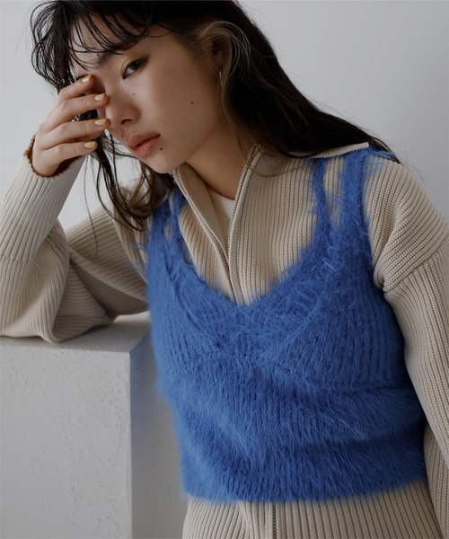 miette（ミエット）の「ﾀﾞﾌﾞﾙｽﾄﾗｯﾌﾟｼｬｷﾞｰﾆｯﾄﾋﾞｽﾁｪ（ニット/セーター・レディース・ブラック/オレンジ/グリーン/ブルー・FREE）」の15枚目の写真