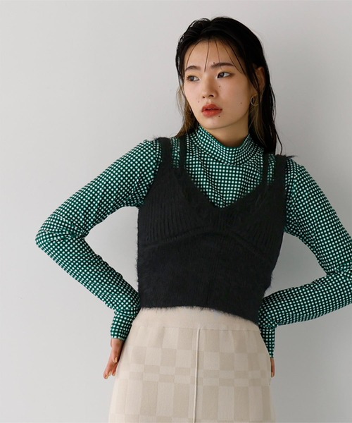 miette（ミエット）の「ﾀﾞﾌﾞﾙｽﾄﾗｯﾌﾟｼｬｷﾞｰﾆｯﾄﾋﾞｽﾁｪ（ニット/セーター・レディース・ブラック/オレンジ/グリーン/ブルー・FREE）」の6枚目の写真