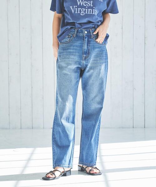 coen(コーエン)の「ストレートデニムパンツ(デニムパンツ・レディース・ネイビー/コバルトブルー/ナチュラル/ホワイト・S/M/L)」の5枚目の写真