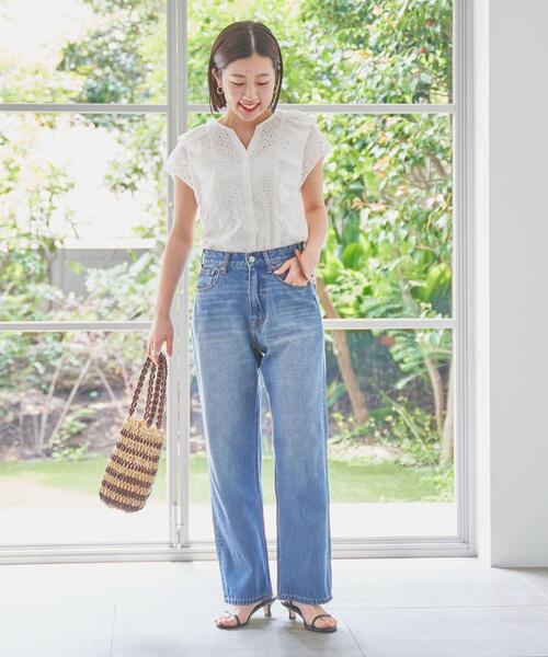 coen(コーエン)の「ストレートデニムパンツ(デニムパンツ・レディース・ネイビー/コバルトブルー/ナチュラル/ホワイト・S/M/L)」の9枚目の写真