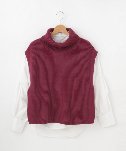 ◆innowave タートルネックニットベスト+ブラウスセット