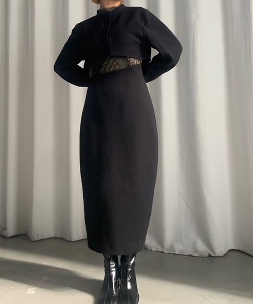 Ameri（アメリ）の「TROMPE L'OEIL SET SHORT BOLERO TOP（ニット