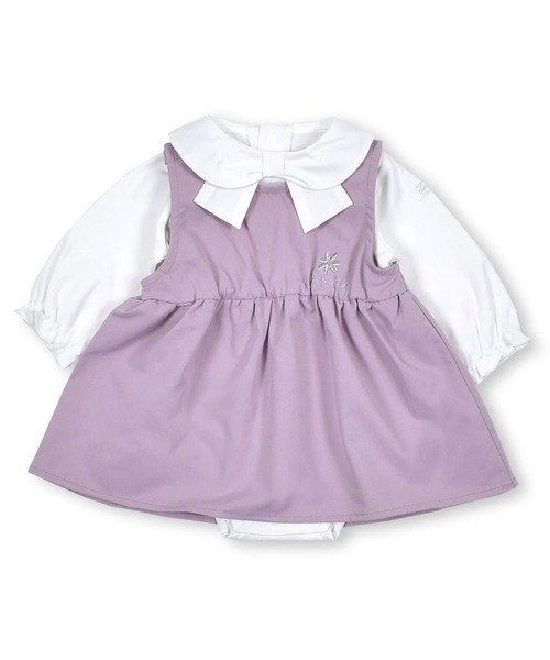 SLAP SLIP BABY（スラップスリップベビー）の「SLAPSLIPBABY/ジャンパースカート+襟付ボディミニセットベビー(70~80cm)（ワンピース・キッズ・ピンク/グレー・80/70）」の2枚目の写真