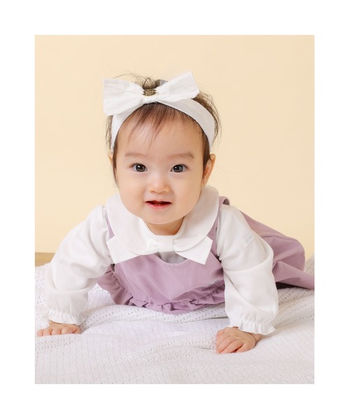 SLAP SLIP BABY（スラップスリップベビー）の「SLAPSLIPBABY/ジャンパースカート+襟付ボディミニセットベビー(70~80cm)（ワンピース・キッズ・ピンク/グレー・80/70）」の3枚目の写真