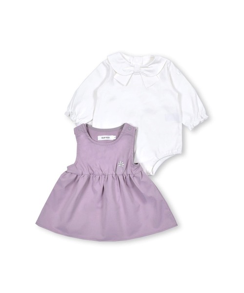 SLAP SLIP BABY（スラップスリップベビー）の「SLAPSLIPBABY/ジャンパースカート+襟付ボディミニセットベビー(70~80cm)（ワンピース・キッズ・ピンク/グレー・80/70）」の4枚目の写真