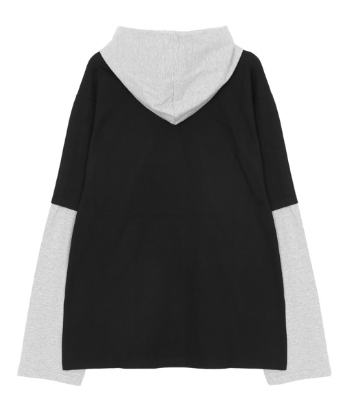 Figments（フィグメンツ）の「フェイクレイヤードフードロンＴ（Tシャツ/カットソー・レディース・ブルー/杢グレー/ブラック・SMALL/MEDIUM）」の16枚目の写真