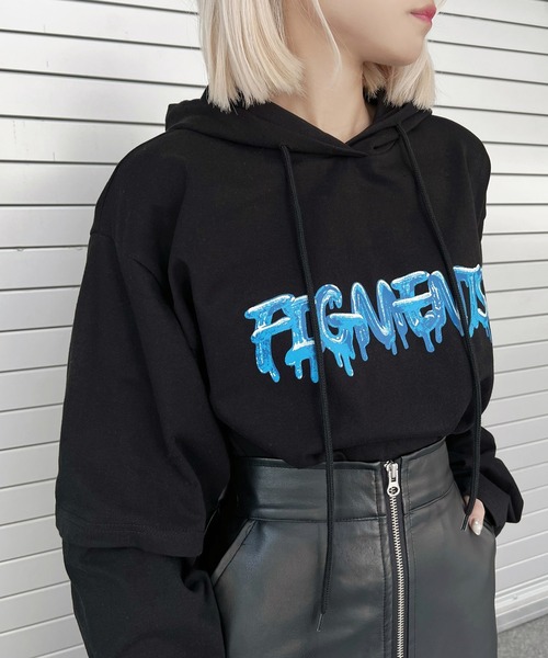 Figments（フィグメンツ）の「フェイクレイヤードフードロンＴ（Tシャツ/カットソー・レディース・ブルー/杢グレー/ブラック・SMALL/MEDIUM）」の12枚目の写真