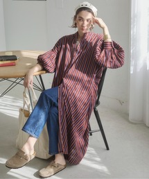 ANGIE | ボリュームスリーブ バンドカラー シャツワンピース(シャツワンピース)