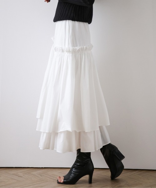 La-gemme（ラジェム）の「ティアードスカート（スカート・レディース・ブラック/ホワイト・フリー）」の5枚目の写真