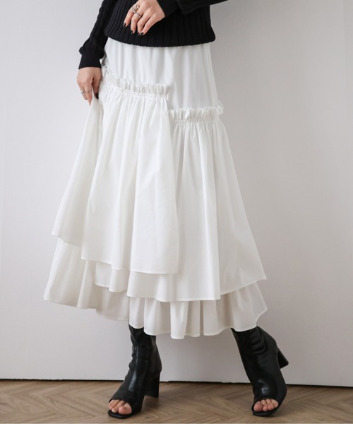 La-gemme（ラジェム）の「ティアードスカート（スカート・レディース・ブラック/ホワイト・フリー）」の4枚目の写真