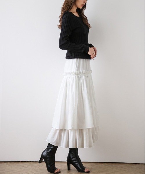 La-gemme（ラジェム）の「ティアードスカート（スカート・レディース・ブラック/ホワイト・フリー）」の12枚目の写真