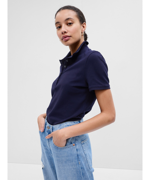 GAP(ギャップ)の「ストレッチ ピケ ポロシャツ(ポロシャツ・レディース・ネイビー/ホワイト/ブラック・S/XL/XS/M/L/XXS)」の3枚目の写真