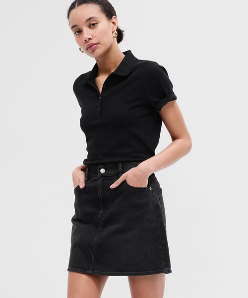 GAP(ギャップ)の「ストレッチ ピケ ポロシャツ(ポロシャツ・レディース・ネイビー/ホワイト/ブラック・S/XL/XS/M/L/XXS)」の2枚目の写真