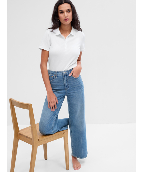 GAP(ギャップ)の「ストレッチ ピケ ポロシャツ(ポロシャツ・レディース・ネイビー/ホワイト/ブラック・S/XL/XS/M/L/XXS)」の8枚目の写真