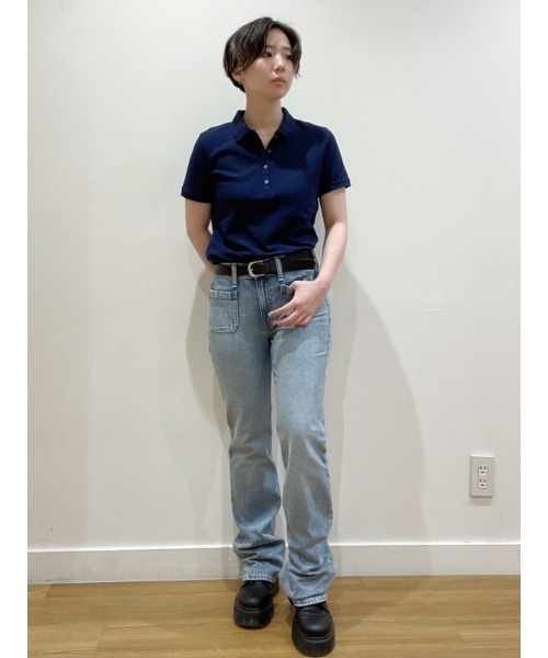 GAP(ギャップ)の「ストレッチ ピケ ポロシャツ(ポロシャツ・レディース・ネイビー/ホワイト/ブラック・S/XL/XS/M/L/XXS)」の10枚目の写真