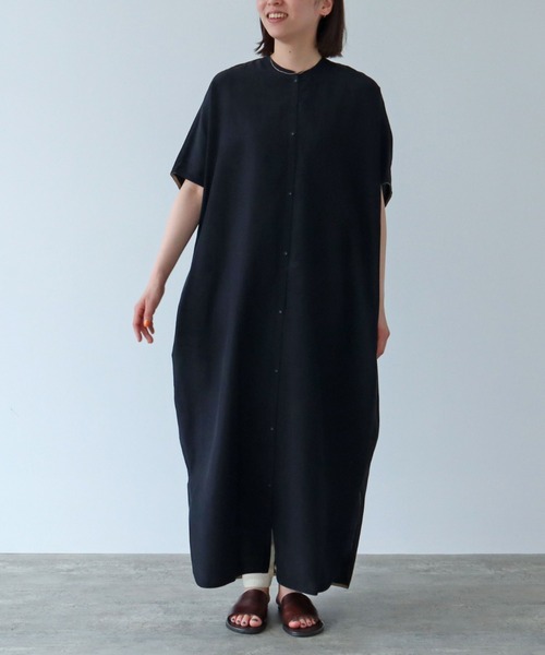 【yuni】ユニ　40/2D コットンキュプラコーマフレンチスリーブワンピース yuni（ユニ ）の「○40/2D コットンキュプラ コーマ フレンチ