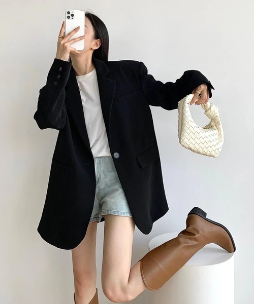 gossip！ロサンゼルス（ゴシップロサンゼルス）の「ビッグシルエットカジュアルスーツジャケット（テーラードジャケット・レディース・ブラック/グレー・FREE）」の8枚目の写真