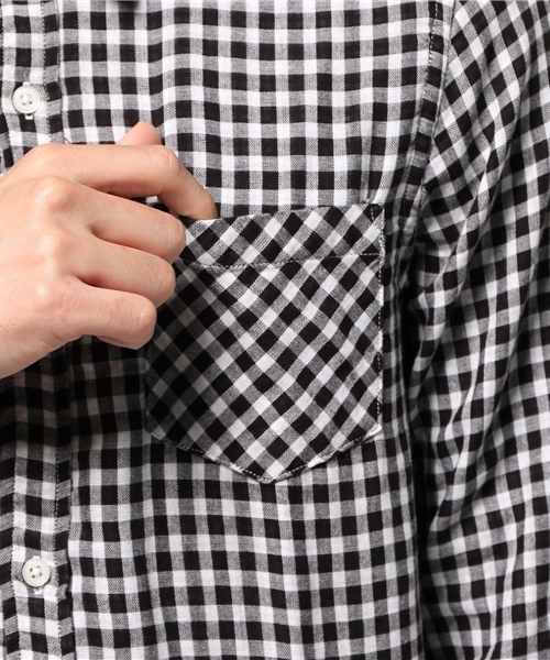 WEGO（ウィゴー）の「WEGO/ロング丈ロールアップ8分袖シャツ（シャツ/ブラウス・メンズ・ホワイト/その他1/ブラック系その他・LARGE/MEDIUM）」の11枚目の写真