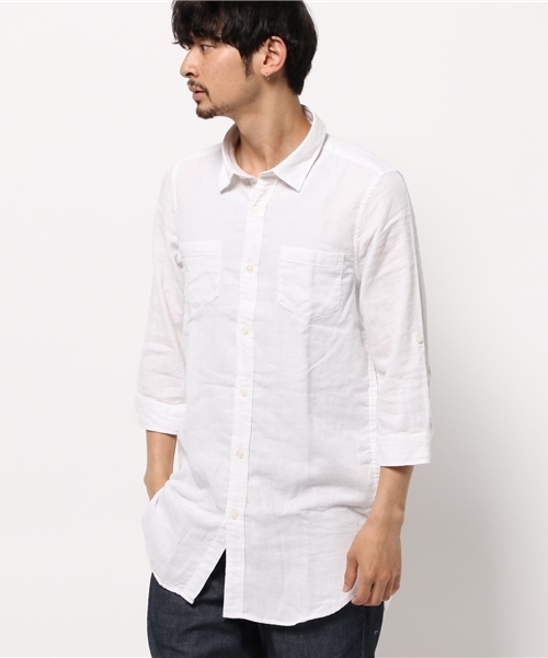 WEGO（ウィゴー）の「WEGO/ロング丈ロールアップ8分袖シャツ（シャツ/ブラウス・メンズ・ホワイト/その他1/ブラック系その他・LARGE/MEDIUM）」の14枚目の写真