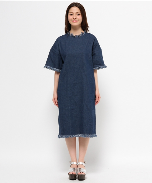 Kastane（カスタネ）の「【Kastane】フリンジワンピース（ワンピース・レディース・ブルー/オフホワイト・FREE）」の3枚目の写真