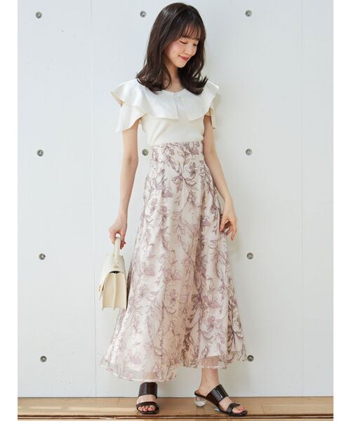 MERCURYDUO(マーキュリーデュオ)の「2WAYオープンショルダーラッフルニット(ニット/セーター・レディース・オフホワイト/ベビーピンク/ブラック/チャコールグレー/パープル・FREE)」の12枚目の写真