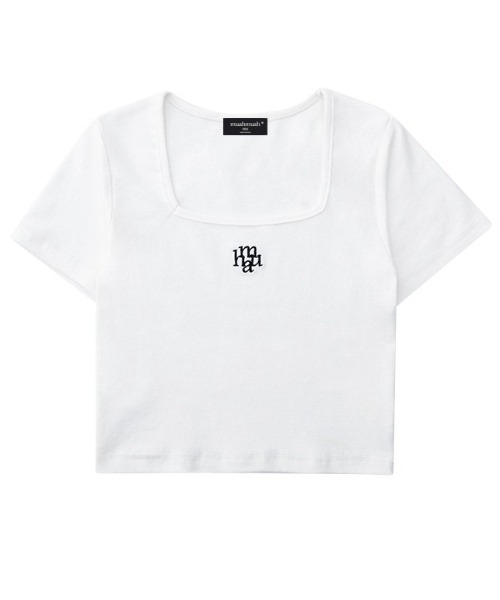 muahmuah（ムーアムーア）の「A'GEM/9 × .kom『muah muah/ムーアムーア』SQUARE NECK CROP HALF/スクエアネック クロップ ティーシャツ（Tシャツ/カットソー・レディース・ホワイト/ブラック/ネイビー・FREE）」の12枚目の写真