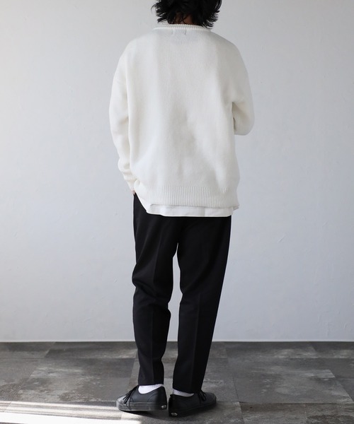 CREARE -LINO-(クレアーレリノ)の「オーバーサイズ クルーネック ルーズニット<ユニセックス>(ニット/セーター・メンズ・ホワイト/ブラック/ライトグレー・FREE)」の4枚目の写真