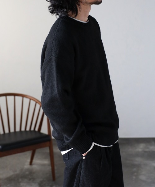 CREARE -LINO-(クレアーレリノ)の「オーバーサイズ クルーネック ルーズニット<ユニセックス>(ニット/セーター・メンズ・ホワイト/ブラック/ライトグレー・FREE)」の17枚目の写真