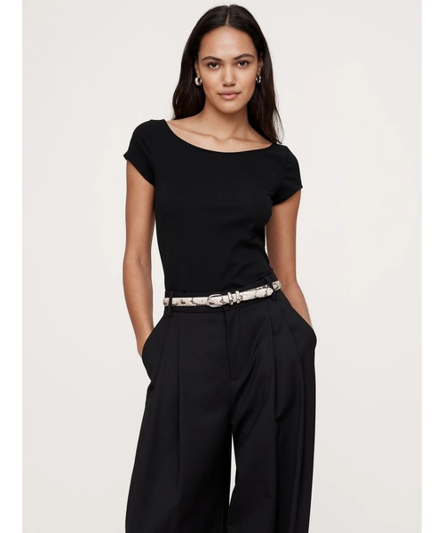 Banana Republic（バナナリパブリック）の「リファインド スクープネック Tシャツ（Tシャツ/カットソー・レディース・ブラック/ホワイト・M/L/S/XS）」の2枚目の写真