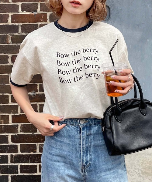 Chillfar（チルファー）の「リンガーロゴTシャツ（Tシャツ/カットソー・レディース・オートミール/グレー系1/ベージュ系2/アイボリー系1/グリーン系/ホワイト系/ホワイト系1/ホワイト系2/ホワイト×ブラック/杢グレー/グレー系/ベージュ系1/ベージュ系3/アイボリー系/グリーン系1/クリーム・FREE）」の14枚目の写真