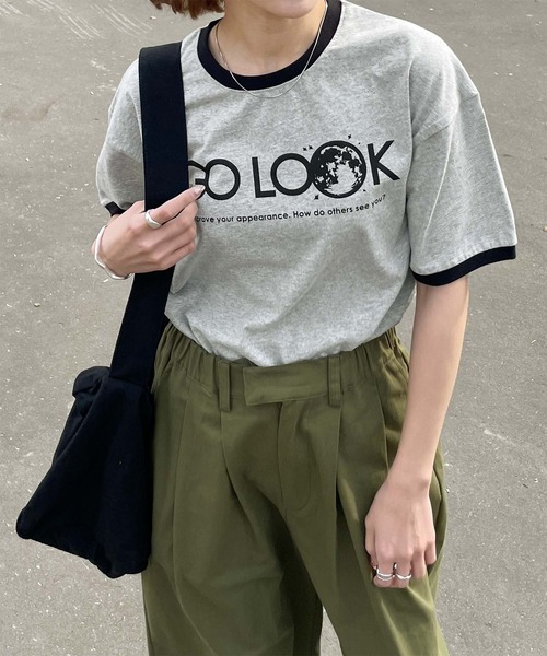 Chillfar（チルファー）の「リンガーロゴTシャツ（Tシャツ/カットソー・レディース・オートミール/グレー系1/ベージュ系2/アイボリー系1/グリーン系/ホワイト系/ホワイト系1/ホワイト系2/ホワイト×ブラック/杢グレー/グレー系/ベージュ系1/ベージュ系3/アイボリー系/グリーン系1/クリーム・FREE）」の20枚目の写真