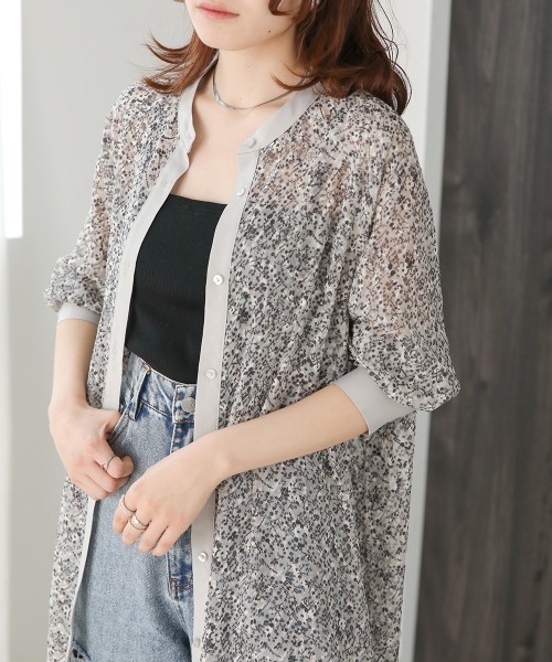 Bab(バブ)の「ジャガード小花柄シャツワンピース(ワンピース・レディース・ベージュ/ライトグレー・M)」の16枚目の写真