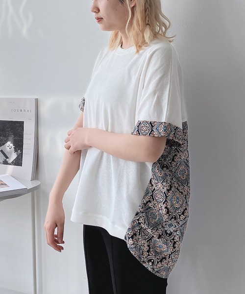 AS KNOW AS plus(アズノゥアズプラス)の「○切替ワッフル半袖プルオーバー(Tシャツ/カットソー・レディース・ブルー/ホワイト/ブラック/ダークグリーン/ベージュ/ブラック系/ベージュ系/ダークグリーン系/ホワイト系/ベージュ系1/ホワイト系1/ダークグリーン系1/ベージュ系2/ホワイト系3/ベージュ系3/グレー系/ホワイト系4・FREE)」の4枚目の写真