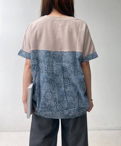 AS KNOW AS plus(アズノゥアズプラス)の「○切替ワッフル半袖プルオーバー(Tシャツ/カットソー・レディース・ブルー/ホワイト/ブラック/ダークグリーン/ベージュ/ブラック系/ベージュ系/ダークグリーン系/ホワイト系/ベージュ系1/ホワイト系1/ダークグリーン系1/ベージュ系2/ホワイト系3/ベージュ系3/グレー系/ホワイト系4・FREE)」の13枚目の写真