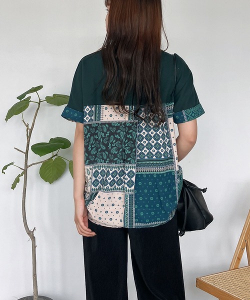 AS KNOW AS plus(アズノゥアズプラス)の「○切替ワッフル半袖プルオーバー(Tシャツ/カットソー・レディース・ブルー/ホワイト/ブラック/ダークグリーン/ベージュ/ブラック系/ベージュ系/ダークグリーン系/ホワイト系/ベージュ系1/ホワイト系1/ダークグリーン系1/ベージュ系2/ホワイト系3/ベージュ系3/グレー系/ホワイト系4・FREE)」の16枚目の写真