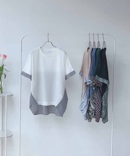 AS KNOW AS plus(アズノゥアズプラス)の「○切替ワッフル半袖プルオーバー(Tシャツ/カットソー・レディース・ブルー/ホワイト/ブラック/ダークグリーン/ベージュ/ブラック系/ベージュ系/ダークグリーン系/ホワイト系/ベージュ系1/ホワイト系1/ダークグリーン系1/ベージュ系2/ホワイト系3/ベージュ系3/グレー系/ホワイト系4・FREE)」の2枚目の写真