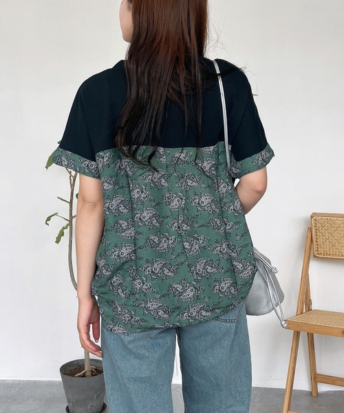 AS KNOW AS plus(アズノゥアズプラス)の「○切替ワッフル半袖プルオーバー(Tシャツ/カットソー・レディース・ブルー/ホワイト/ブラック/ダークグリーン/ベージュ/ブラック系/ベージュ系/ダークグリーン系/ホワイト系/ベージュ系1/ホワイト系1/ダークグリーン系1/ベージュ系2/ホワイト系3/ベージュ系3/グレー系/ホワイト系4・FREE)」の6枚目の写真