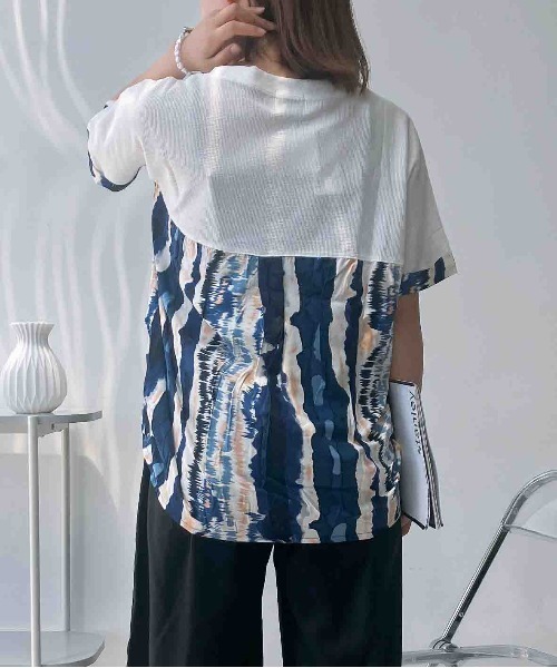 AS KNOW AS plus(アズノゥアズプラス)の「○切替ワッフル半袖プルオーバー(Tシャツ/カットソー・レディース・ブルー/ホワイト/ブラック/ダークグリーン/ベージュ/ブラック系/ベージュ系/ダークグリーン系/ホワイト系/ベージュ系1/ホワイト系1/ダークグリーン系1/ベージュ系2/ホワイト系3/ベージュ系3/グレー系/ホワイト系4・FREE)」の18枚目の写真