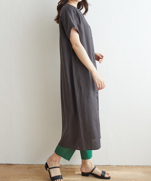 ikka（イッカ）の「【親子コーデ】レーヨン麻半袖2WAYワンピース（ワンピース・レディース・チャコールグレー/ベージュ/ブルー・M/L）」の12枚目の写真