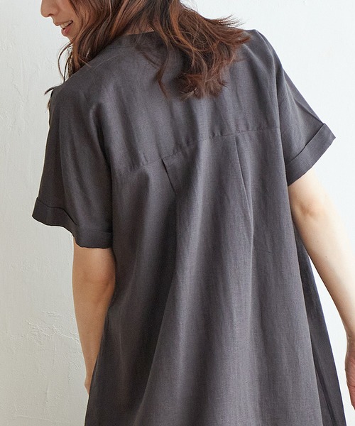 ikka（イッカ）の「【親子コーデ】レーヨン麻半袖2WAYワンピース（ワンピース・レディース・チャコールグレー/ベージュ/ブルー・M/L）」の6枚目の写真