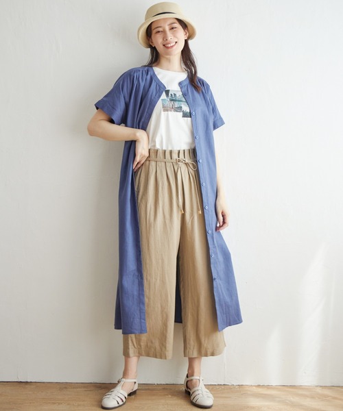 ikka（イッカ）の「【親子コーデ】レーヨン麻半袖2WAYワンピース（ワンピース・レディース・チャコールグレー/ベージュ/ブルー・M/L）」の13枚目の写真